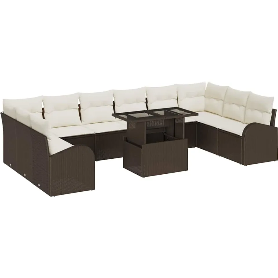 vidaXL Tuin Sofa Set 11 st Bruin Poly riet