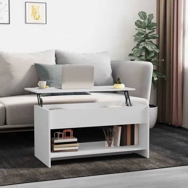 vidaXL Salontafel 102x50x52,5 cm bewerkt hout wit, foto 2
