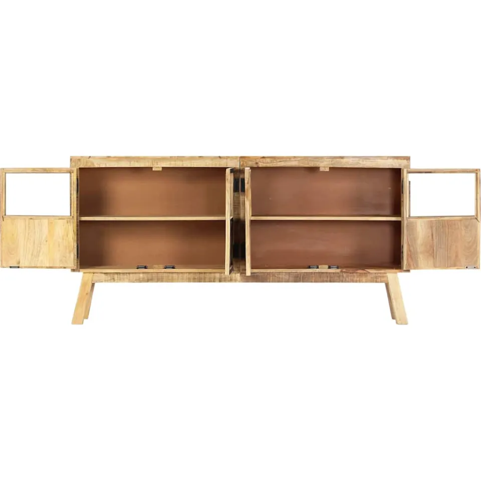 vidaXL Dressoir 160x30x80 cm massief ruw mangohout bruin en zwart, foto 3