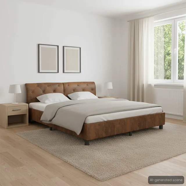 vidaXL Bedframe kunstsuède bruin 180x200 cm