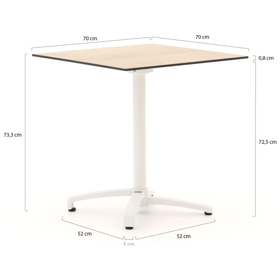 Forza Furniture Forza Ripi/Canzo 70cm dining tuinset 3-delig stapelbaar inklapbaar bruin, foto 3