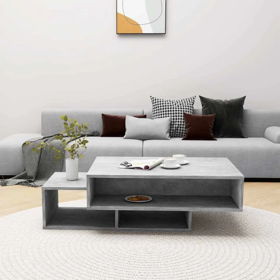 vidaXL Salontafel 105x55x32 cm bewerkt hout betongrijs grijs, foto 2