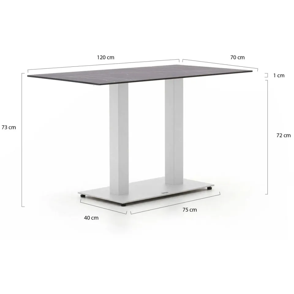 Forza Furniture Forza Orta tuintafel 120x70x73cm wit, foto 2