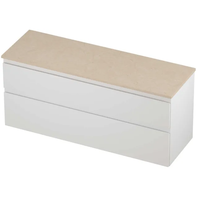 Proline Deck Badmeubelset Hardsteen Asymmetrisch 140x46x55 cm Sand Stone Mat Wit