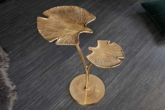 Invicta Interior Decoratieve bijzettafel GINKGO LEAFS 50cm goud handgemaakt metaal - 41787 Zie omschrijving
