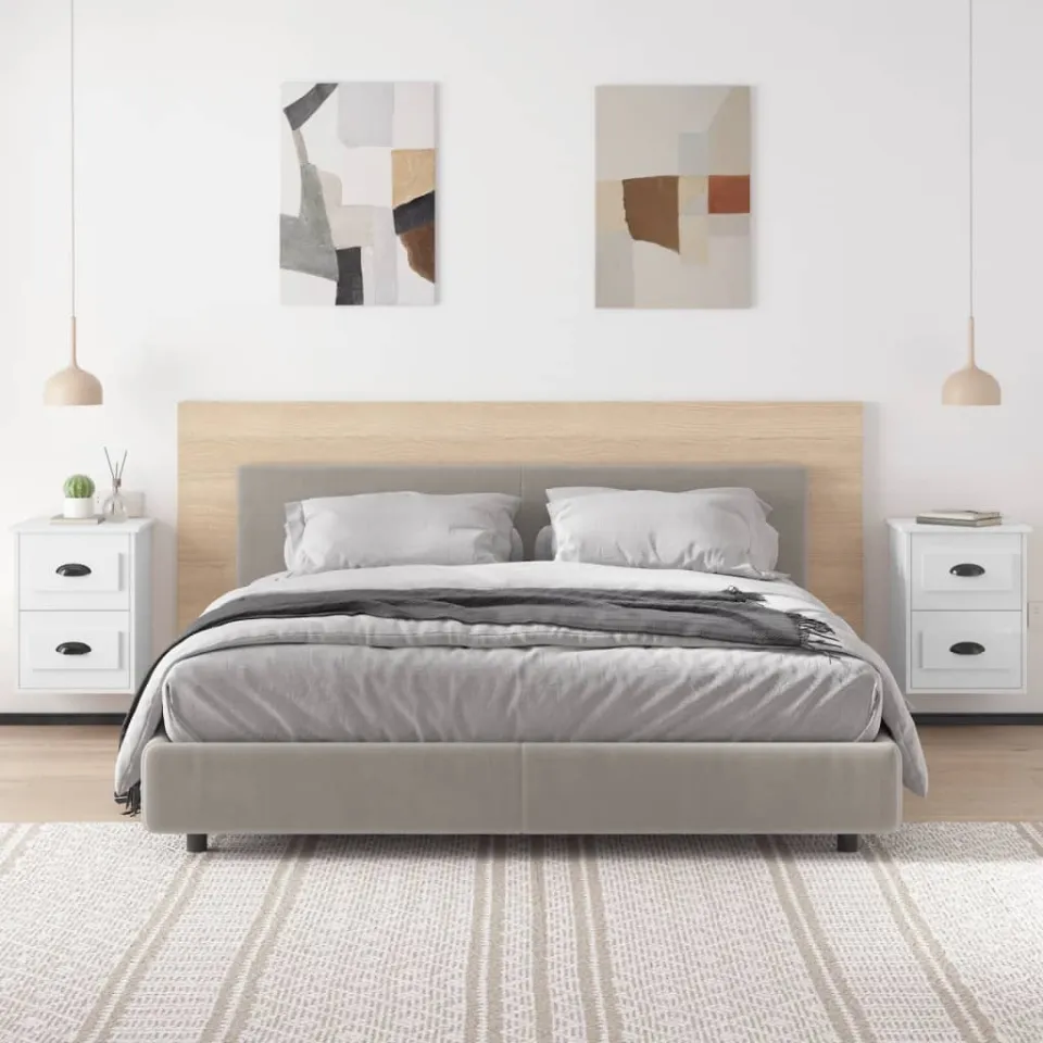 vidaXL Nachtkastjes 2 st wandgemonteerd 41,5x36x53 cm hoogglans wit, foto 3
