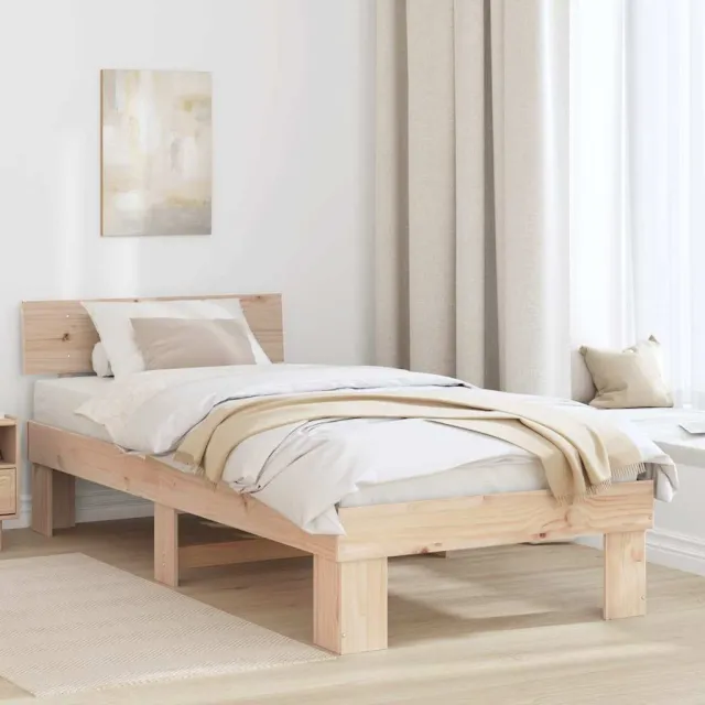 vidaXL Bedframe met hoofdeinde Naturel 80 x 200 cm Massief grenenhout Bruin