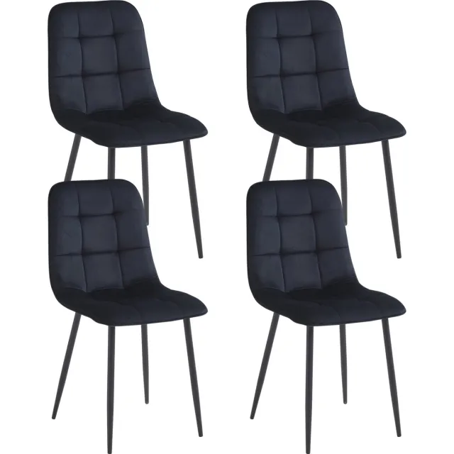Colenis Ela Eetkamerstoel - Set Van 4 - Zwart - Velvet - Design