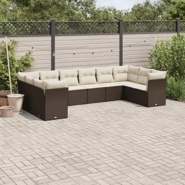vidaXL 10-delige Loungeset met kussens poly rattan bruin, foto 2
