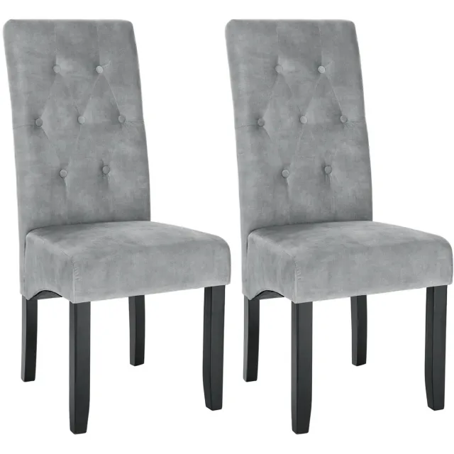 Klarven Eetkamerstoel Stuks Fluweel lichtgrijs - Eetkamerstoelen Set Van 2 - Fluwelen Eetkamerstoel - Eetkamerstoelen - Dining Chair - Hoge rugleuning, houten poten, comfortabele zitting - B47xh42cm