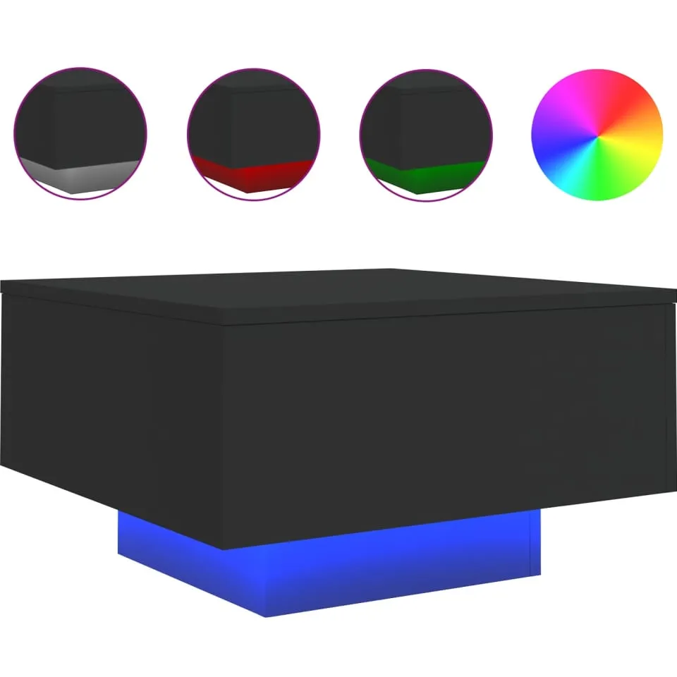 vidaXL Salontafel met LED-verlichting 55x55x31 cm zwart, foto 3