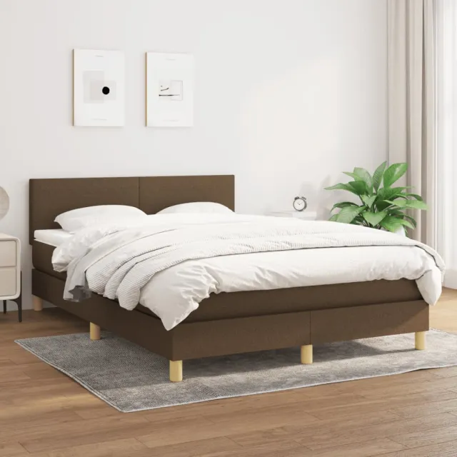 vidaXL Boxspring met matras stof donkerbruin 140x200 cm bruin