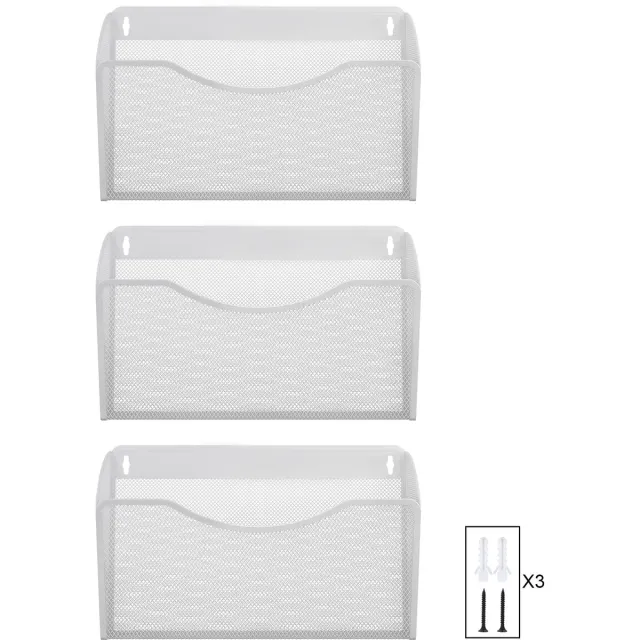 Ibenzoa Robuuste Metalen Organisatieoplossing voor Documenten en Tijdschriften – 3-Pack wit