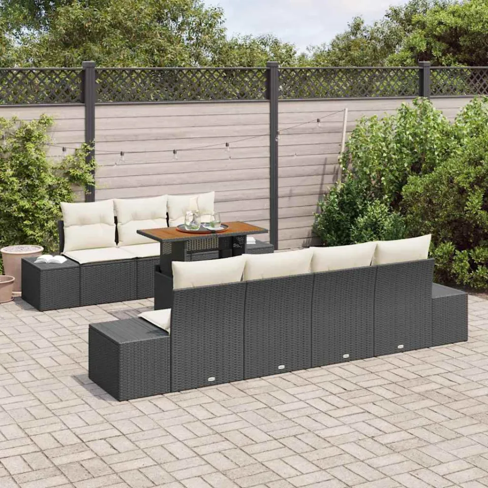 vidaXL Tuin Sofa Set 8 st Zwart Poly riet, foto 3