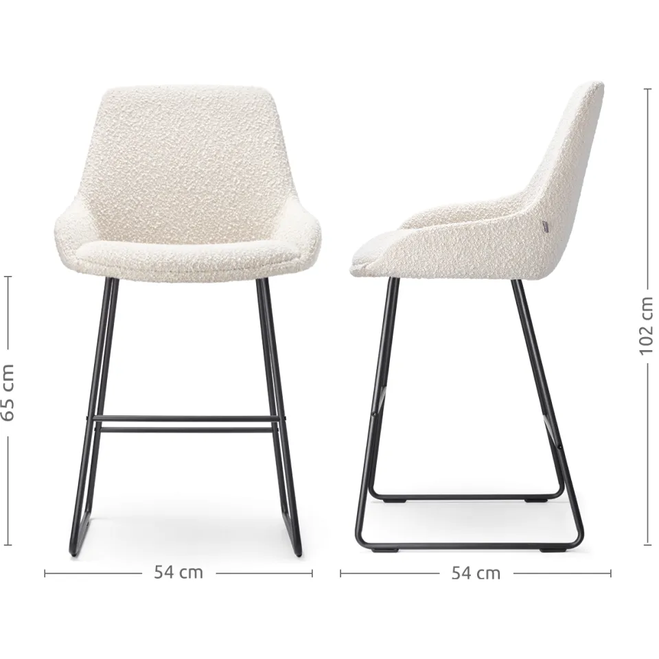 Nolon Nino-Isa barkruk bouclé beige - zwart onderstel - 65 cm, foto 3