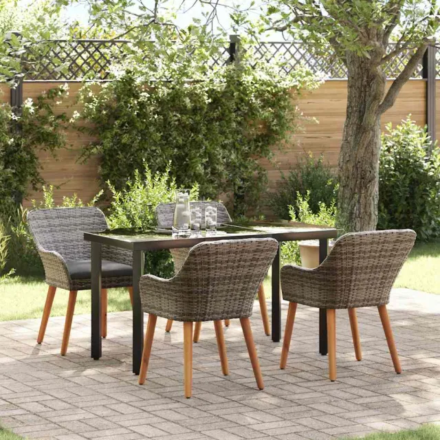 vidaXL Tuin eettafelset 5 st Grijs poly rattan, foto 2