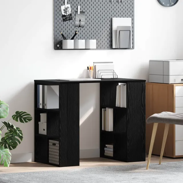 vidaXL Bureau Zwart Eiken 90 x 50 x 75 cm Bewerkt hout, foto 2