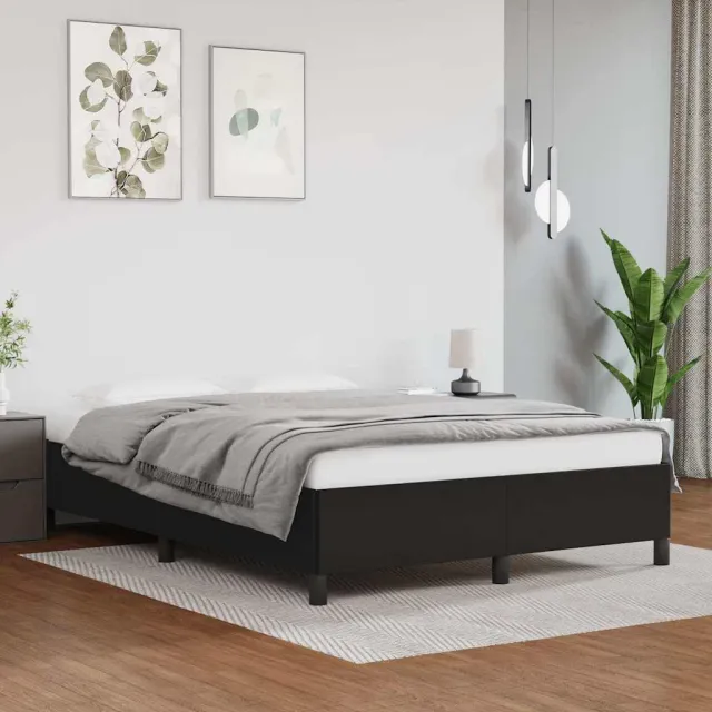 vidaXL Bedframe zonder matras 140x200 cm kunstleer zwart