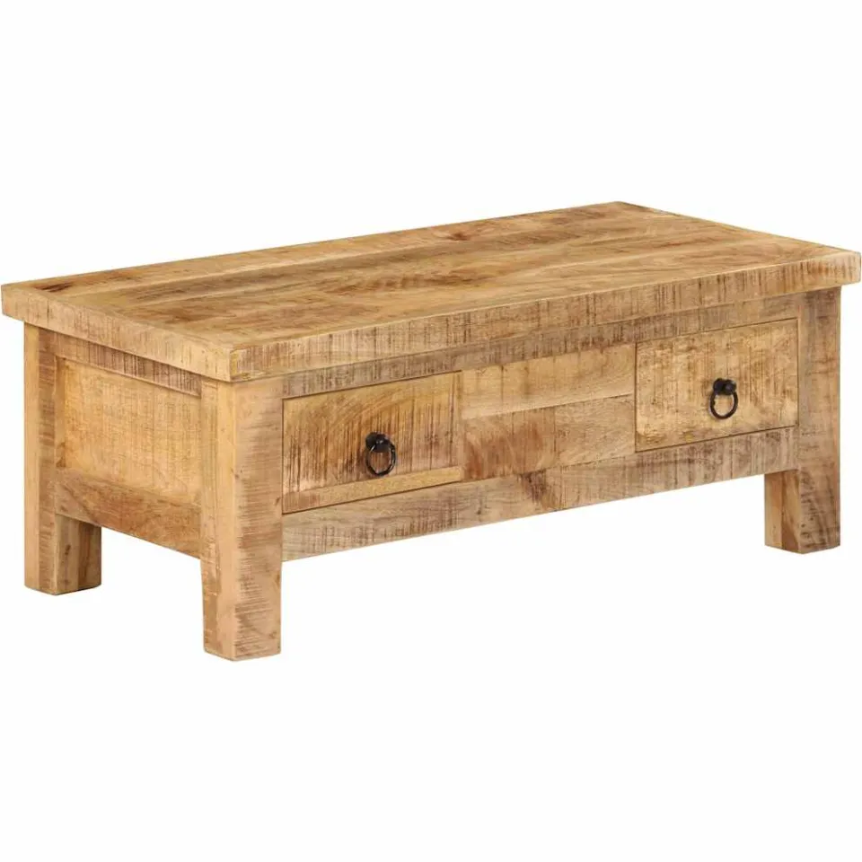vidaXL Salontafel 90x45x35 cm massief mangohout bruin, foto 3