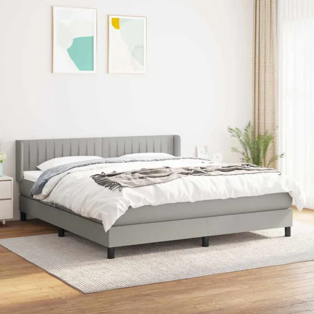 vidaXL Boxspring met matras stof lichtgrijs 160x200 cm grijs