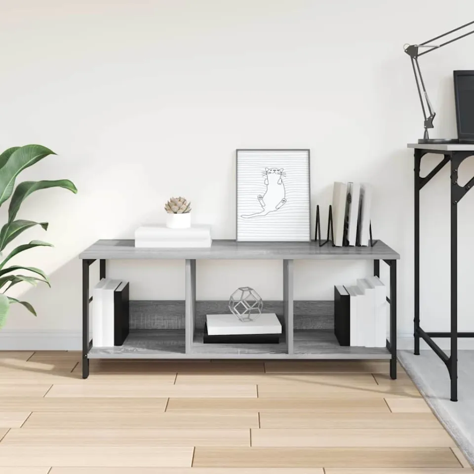 vidaXL Boekenkast 3-laags 102 x 32 x 40,5 cm Bewerkt hout Grijs Sonoma, foto 4