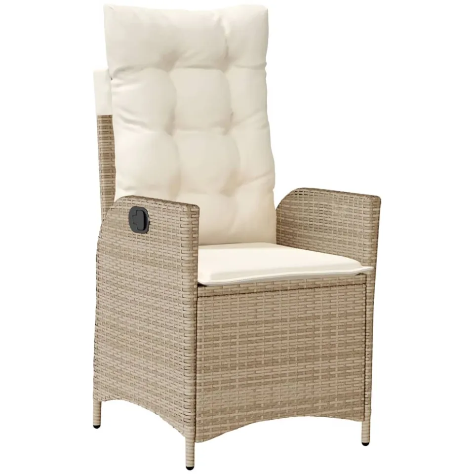 vidaXL 3-delige Bistroset met kussens poly rattan beige, foto 3