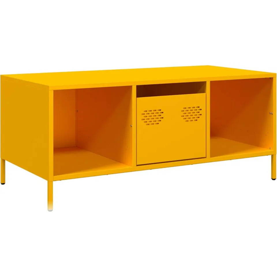 vidaXL Salontafel 101,5x50x43,5 cm koudgewalst staal mosterdgeel, foto 3