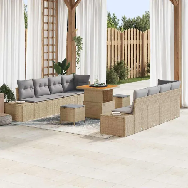 vidaXL Tuinbankenset 11 st Beige poly rattan, foto 2
