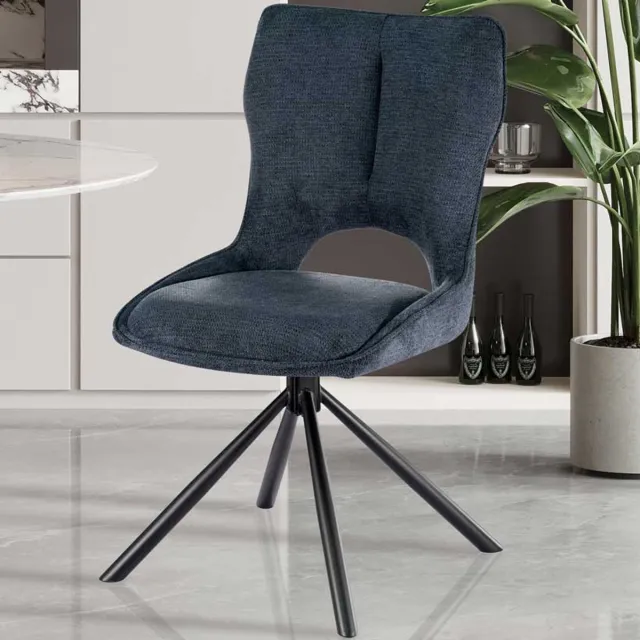 Rousseau eetkamerstoel Mori stof share blauw - per stuk