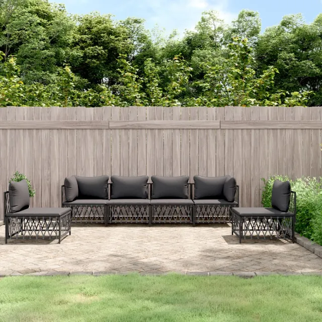 vidaXL 6-delige Loungeset met kussens staal antracietkleurig, foto 2