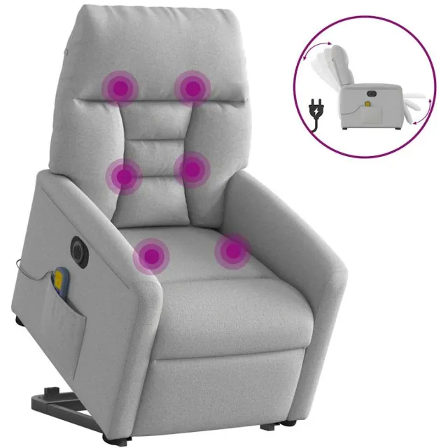 vidaXL Sta-op-massagestoel - elektrisch - verstelbaar - stof - wolk - grijs wolk grijs