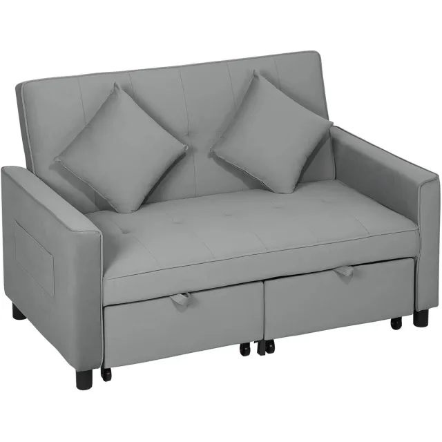 GranMaison Slaapbank - Uitklapbaar - Slaapstoel - Logeerbed - Zetelbed - Slaapfauteuil - Vouwbed - 2 persoons - Zeer comfortabel - Grijs