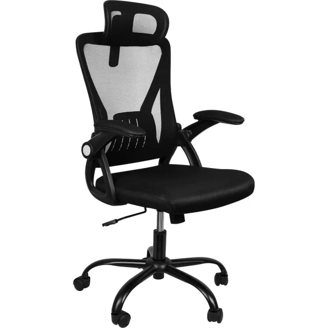 PIPIPOXER Bureaustoel - Ergonomische Bureaustoel - Bureaustoelen voor Volwassenen tot 120kg - Computer Stoel-Lendensteun - Gamestoel-Zwart