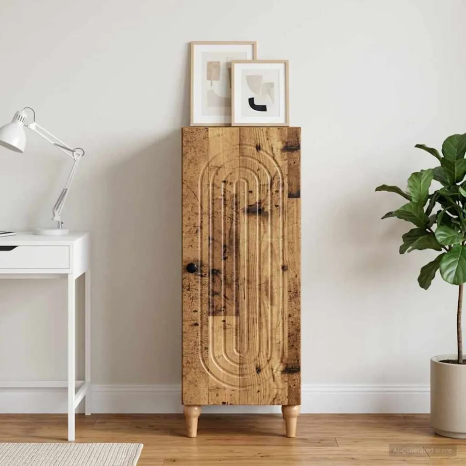 vidaXL Dressoir Oud hout 33 x 34,5 x 90 cm Bewerkt hout bruin, foto 3
