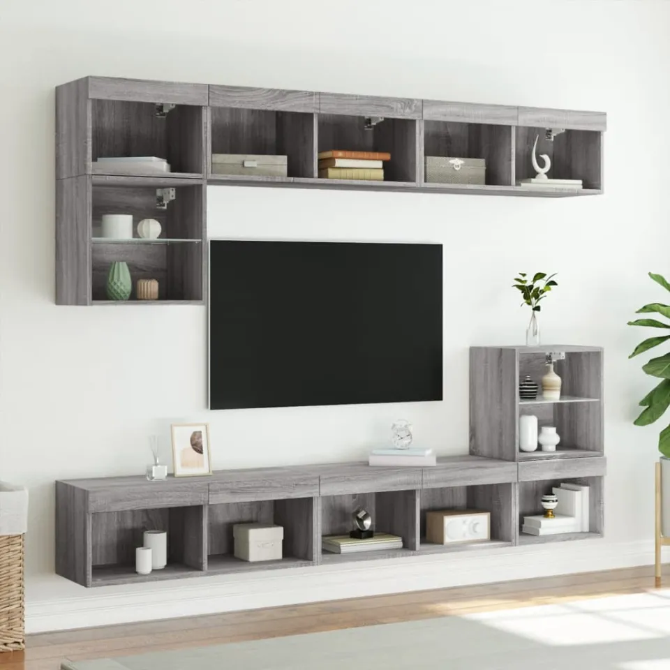 vidaXL Tv-meubel met LED-verlichting 80x30x30 cm grijs sonoma eiken, foto 4