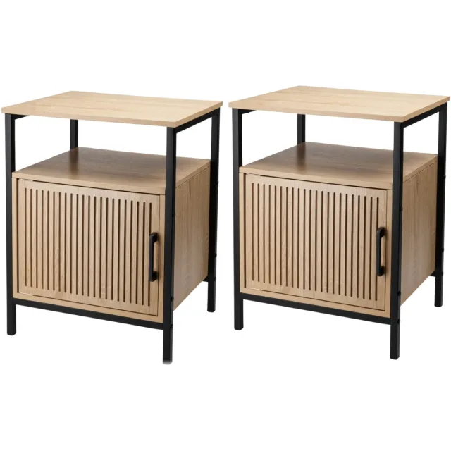 Home & Styling Nachtkastje - 2x - bruin/zwart - metaal/mdf - 43 x 33 x 55 cm - Slaapkamer