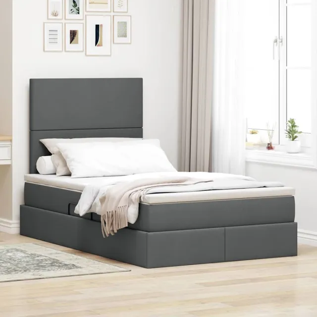 vidaXL Opslag bed met matras met opslag Donkergrijs 120 x 200 cm Stof