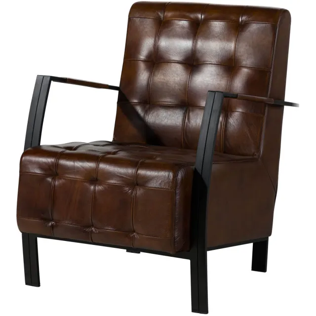 MASSIVMOEBEL24 .DE zetel IRON LABEL #14 bruin echt leer (buffel) 64 x 83 x 76 cm