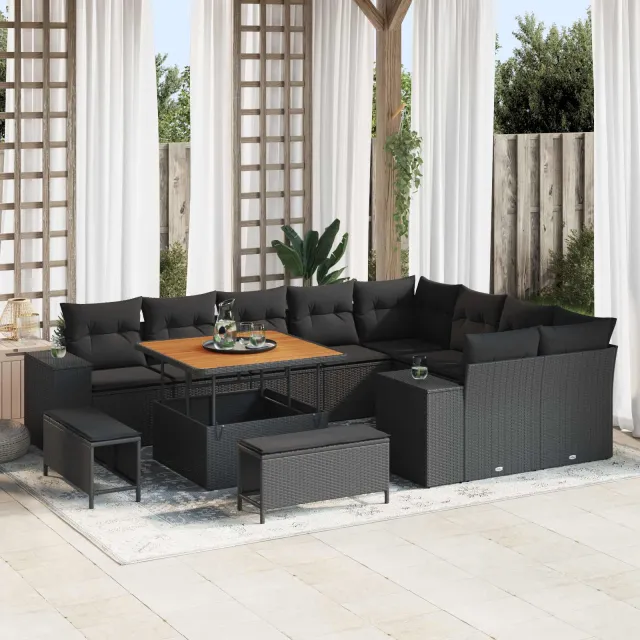 vidaXL Tuin Sofa Set 12 st Zwart poly rattan, foto 2