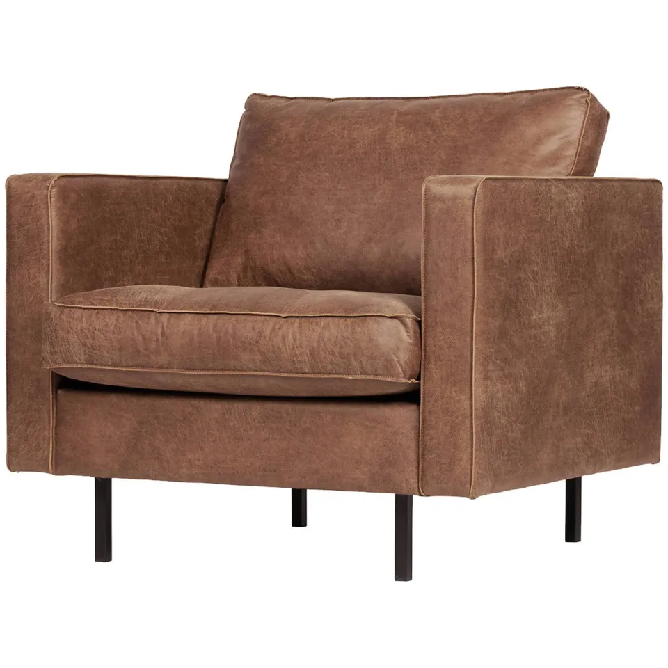 WOOOD Rodeo Classic Fauteuil - Recycle Leer - Cognac - 83x98x88, foto 2