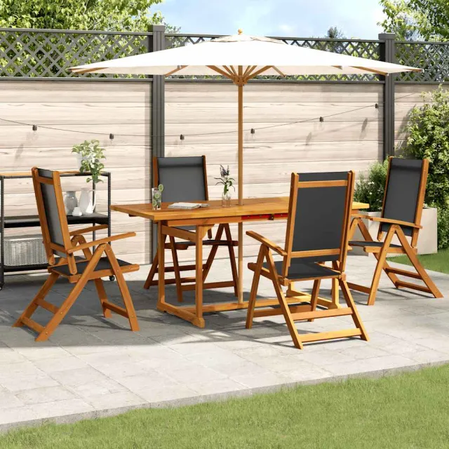 vidaXL 5-delige Tuinset massief acaciahout en textileen bruin, foto 2