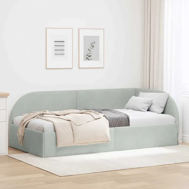 vidaXL Hoekbedframe Lichtgrijs 100 x 200 cm fluweel