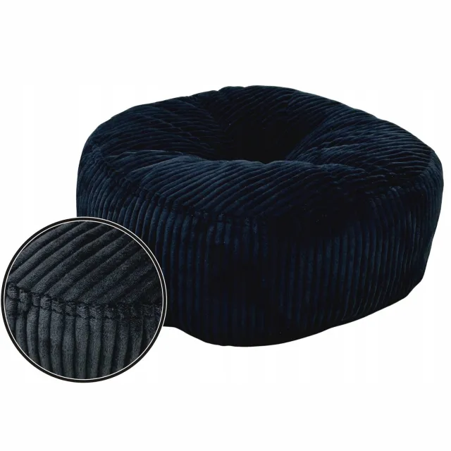 Syma Zwarte Pufa ROLLER, Podnooek, Decoratieve Poef 47x20 cm Black