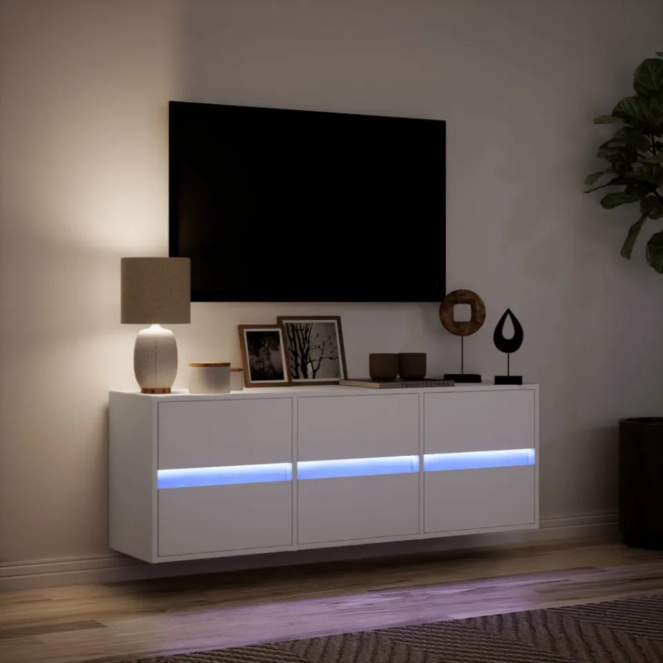 vidaXL Tv-wandmeubel met LED-verlichting 130x31x45 cm wit, foto 4