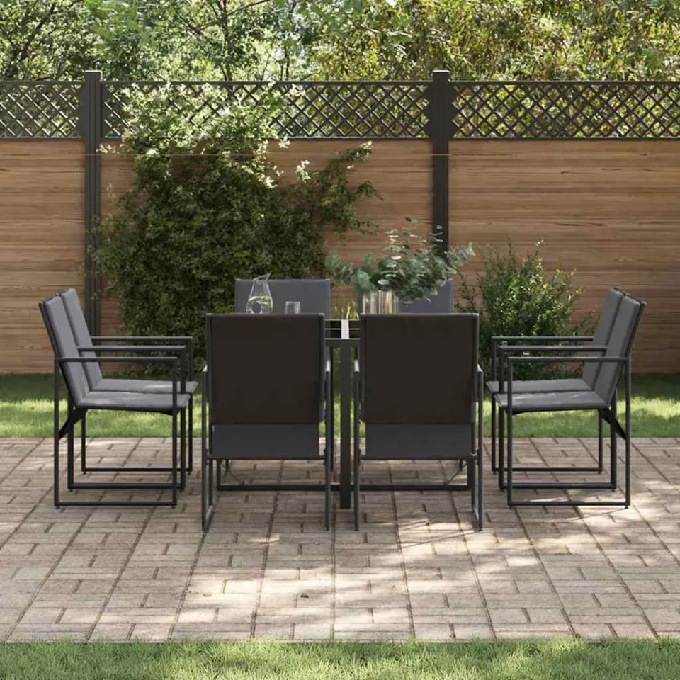 vidaXL Tuin eettafelset 9 st Zwart Staal, foto 3