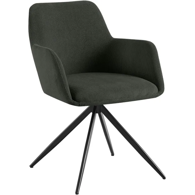CLP Olema Eetkamerstoel - draaibaar - met armleuning - metalen frame - corduroy - ribstof - Ribstof/groen