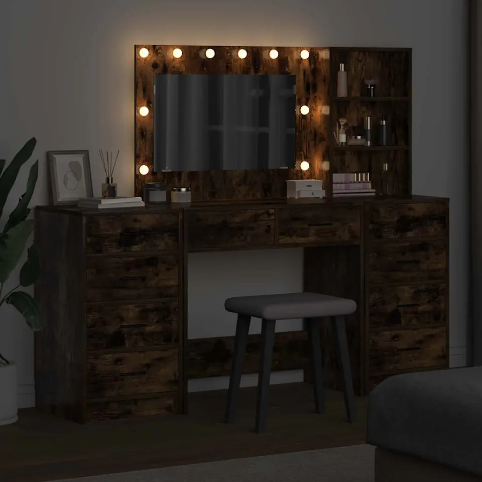 vidaXL Plafondtafel 3 st Gerookt eiken 78,5 x 41 x 135 cm Bewerkt hout, foto 3