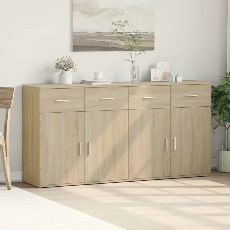 vidaXL Dressoirs 2 st 79x38x80 cm bewerkt hout sonoma eikenkleurig, foto 3