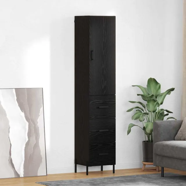vidaXL Highboard Zwart Eiken 34,5 x 34 x 180 cm Bewerkt hout, foto 2