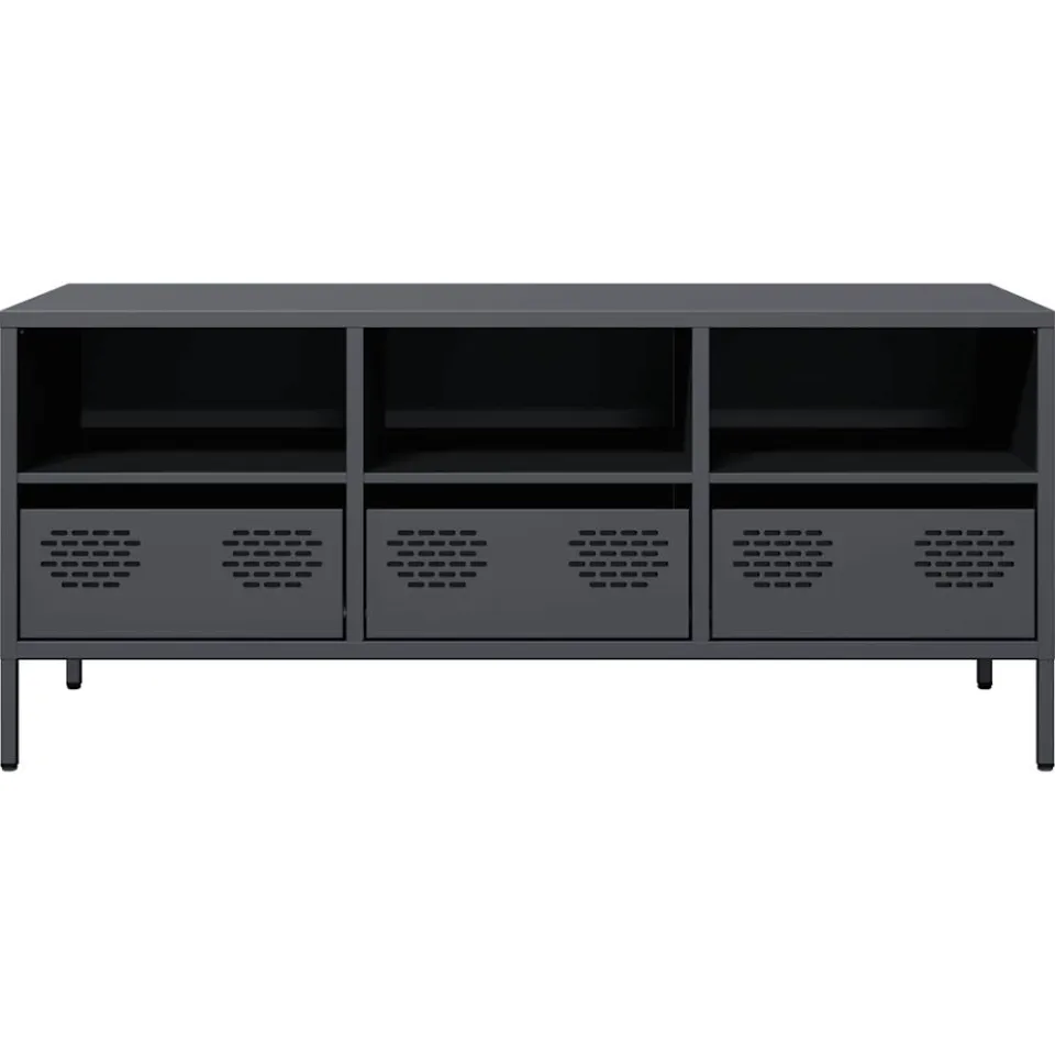 vidaXL Tv-meubel 101,5x39x43,5 cm koudgewalst staal antracietkleurig, foto 4